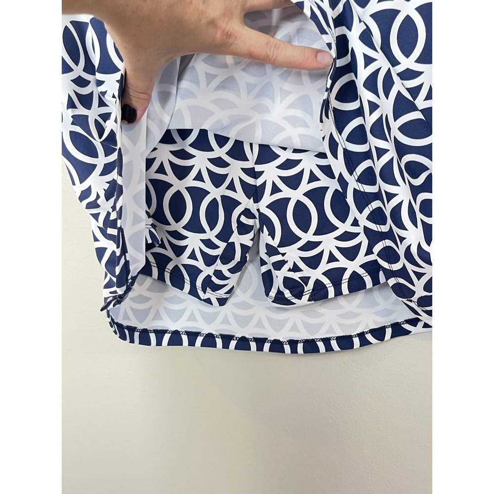 Lulu-B Skort Navy White Abstract Geometric Stretch Pull-On Swim Active Sz Sm - Picture 7 of 9